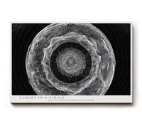 Paul Sinus Tableau mural - 30 x 20 cm - Structure abstraite de cercles - Monochrome - Lignes modernes - Noir et blanc - Géométrie spirituelle - Grande décoration murale pour salon, bureau, couloir