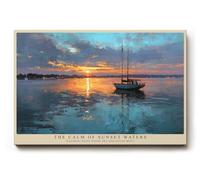 Paul Sinus Tableau mural 30 x 20 cm The Calm of Sunset Waters - Voilier dans la lumière dorée du soir reflète la tranquillité, l'ampleur et l'harmonie de la mer et du ciel