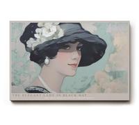 Paul Sinus Tableau mural 30 x 20 cm The Elegant Lady in Black Hat Her Smile Holds Secrets of Timeless Beauty
