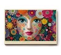 Paul Sinus Tableau mural 30 x 20 cm The Garden of Dreams - Portrait aux couleurs intenses avec motifs floraux, symbole de fantaisie, de joie de vivre et de beauté créative