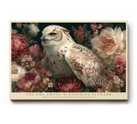 Paul Sinus Tableau mural 30 x 20 cm The Owl Among Blossoming Flowers Harmony of Wisdom and Nature