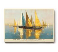 Paul Sinus Tableau mural 30 x 20 cm The Regatta of Golden Horizons - Élégance maritime et jeu de lumière en harmonie navale