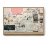 Paul Sinus Tableau mural 30 x 20 cm The Sky of Hidden Stories collage abstrait avec lignes, nuages et structures géométriques