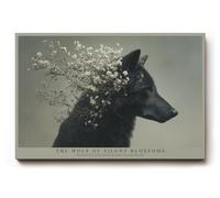 Paul Sinus Tableau mural 30 x 20 cm The Wolf of Silent Blossoms - Force et douceur en parfaite harmonie