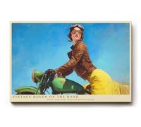 Paul Sinus Tableau mural 30 x 20 cm Vintage Queen on the Road - Scène rétro élégante d'une femme sur une moto avec soleil, vent et liberté en un coup d'œil