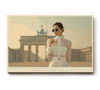 Paul Sinus Tableau mural 45 x 30 cm Berlin Fashion and Heritage - Femme élégante en dentelle blanche devant la porte de Brandebourg, symbole de style, histoire et esthétique moderne
