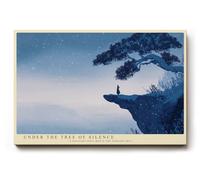 Paul Sinus Tableau mural 45 x 30 cm, motif poétique de nature sous l'arbre de Silence, avec figurine solitaire sous un vieil arbre dans la neige