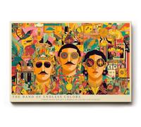 Paul Sinus Tableau mural 45 x 30 cm The Band of Endless Colors explosion de couleurs sous la forme de trois portraits stylisés qui apparaissent dans un motif kaléidoscopique plein de vie et