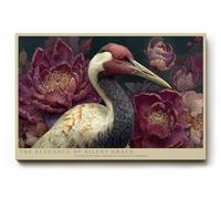 Paul Sinus Tableau mural 45 x 30 cm The Elegance of Silent Grace Crane Among Blossoms in Gentle Harmony