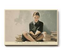 Paul Sinus Tableau mural 45 x 30 cm The Girl Surrounded by Books - La sagesse silencieuse dans l'espace des histoires