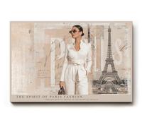 Paul Sinus Tableau mural 45 x 30 cm The Spirit of Paris Fashion - Une femme élégante devant la tour Eiffel incarne le style, la confiance en soi et l'art de la mode intemporel