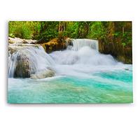 Paul Sinus Tableau mural 60 x 40 cm Art décoratif Ruisseau dans la jungle Cascade Vert Tropical Nature