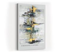 Paul Sinus Tableau mural 60 x 90 cm Crossing Layers - Composition abstraite avec des structures de couleurs dynamiques en or, vert et noir