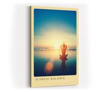 Paul Sinus Tableau mural 60 x 90 cm Sunrise Balance Yoga Mer Lever de soleil Méditation Calme Silhouette