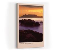 Paul Sinus Tableau mural 60 x 90 cm Table Mountain - Afrique du Sud au coucher du soleil avec rocher côtier et silhouette