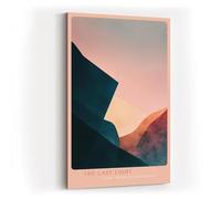 Paul Sinus Tableau mural 60 x 90 cm The Last Light - Motif montagne abstrait dans des tons doux rose et bleu pour les espaces de vie modernes