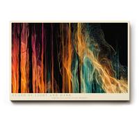 Paul Sinus Tableau mural, 75 x 50 cm, lignes de lumière abstraites, moderne, orange, bleu, énergie dynamique, art abstrait, décoration murale élégante pour salon, bureau