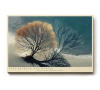 Paul Sinus Tableau mural, 75 x 50 cm, motif d'arbre entre l'eau et le sable, art de paysage poétique, en bleu et tons naturels, moderne, décoration murale pour salon, bureau