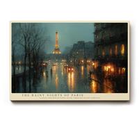 Paul Sinus Tableau mural 75 x 50 cm The Rainy Nights of Paris - Vue d'ambiance de Paris sous la pluie, motif atmosphérique de la ville avec lumières et reflets