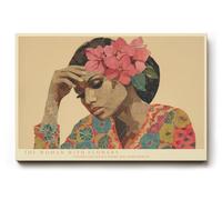 Paul Sinus Tableau mural 75 x 50 cm The Woman with Flowers - Portrait type collage avec accents floraux, symbole de féminité, d'expressivité et de créativité