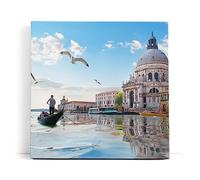 Paul Sinus Tableau mural 80 x 80 cm Venise Gondole Italie Mouettes Canal Chapelle