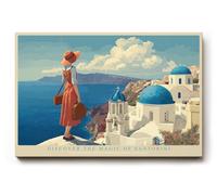 Paul Sinus Tableau mural 90 x 60 cm Discover the Magic of Santorini - Île romantique grecque en bleu et blanc