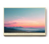Paul Sinus Tableau mural 90 x 60 cm L'Horizon of Pastel Dreams - Paysage doux dans des tons pastel avec de vastes collines et un ciel rose du soir, symbole de calme et de légèreté