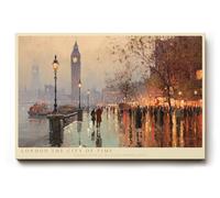 Paul Sinus Tableau mural 90 x 60 cm London The City of Time - Scène de ville impressionniste pleine de lumière, de vie et d'histoire