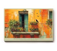 Paul Sinus Tableau mural 90 x 60 cm Memories on a Sunlit Balcony Warm Mediterranean Charm and Timeless Beauty