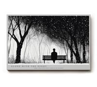 Paul Sinus Tableau mural 90 x 60 cm Parc d'hiver la nuit Silhouette sur banc Paysage Monochrome Décoration murale silencieuse pour salon bureau