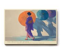 Paul Sinus Tableau mural 90 x 60 cm The Beauty of Kyoto - Geisha élégante avec parapluies colorés