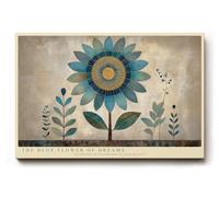 Paul Sinus Tableau mural 90 x 60 cm The Blue Flower of Dreams - Motif floral géométrique dans des tons bleus harmonieux