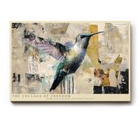 Paul Sinus Tableau mural 90 x 60 cm The Collage of Freedom Abstract Hummingbird in Motion of Color and Chaos