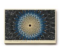 Paul Sinus Tableau mural 90 x 60 cm The Cosmic Bloom - Mandala abstrait bleu et doré inspiré par l'énergie, la lumière et l'harmonie universelle