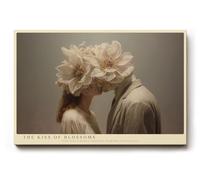 Paul Sinus Tableau mural 90 x 60 cm The Kiss of Blossoms - Motif poétique d'un baiser avec des têtes de fleurs symbolise l'amour, l'unité et l'émotion silencieuse