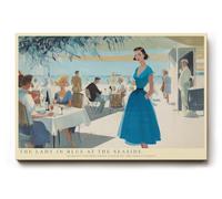 Paul Sinus Tableau mural 90 x 60 cm The Lady in Blue at the Seaside Rétro Lunch Scene by the Sunlit Coast