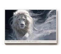 Paul Sinus Tableau mural 90 x 60 cm The Silent Strength of Light White Lion Emerging from Mists of Power