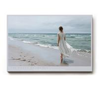 Paul Sinus Tableau mural 90 x 60 cm The Woman by the Sea - Rencontre silencieuse du vent, des vagues et de la liberté