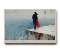 Paul Sinus Tableau mural At the Edge Together - Couple romantique sur l'abîme - Art moderne d'amour pour salon, chambre à coucher et bureau