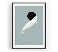 Paul Sinus Tableau mural Beluga - Design aquarelle - Magnifique couleur - Avec cadre noir - Format A3