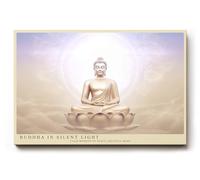 Paul Sinus Tableau mural Bouddha méditation art spirituel lumière chaude lotus moderne zen décoration murale impression d'art pour salon, chambre à coucher, yoga, spa