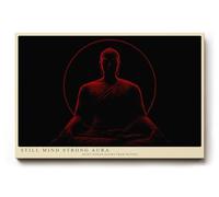 Paul Sinus Tableau mural Bouddha méditation aura spirituelle zen art minimaliste obscurité art mural élégant pour salon, chambre à coucher, salle de yoga
