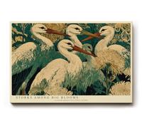 Paul Sinus Tableau mural Cigognes entre grandes fleurs Art botanique Oiseau Décoration murale