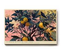 Paul Sinus Tableau mural Citronnier avec oiseau Art botanique vert jaune et rose pour salon, cuisine, bureau