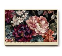 Paul Sinus Tableau mural composition florale avec de grandes fleurs Art botanique foncé en rouge, rose et crème