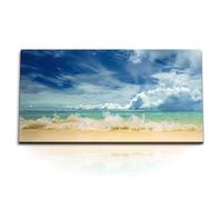 Paul Sinus Tableau mural de 120 x 60 cm - Superbe vagues de mer sur une plage de sable - Idéal pour une décoration calme et harmonieuse