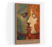 Paul Sinus Tableau mural de 120 x 80 cm Le Baiser des Saisons, portrait artistique de deux visages en feuilles d'automne et vertes
