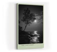 Paul Sinus Tableau mural de 120 x 80 cm - Paysage poétique en noir et blanc avec arbre et clair de lune réfléchissant sur l'eau