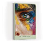 Paul Sinus Tableau mural de 120 x 80 cm The Eye of Creation - Portrait artistique avec structure de peinture aux couleurs intenses pour une décoration créative de la pièce