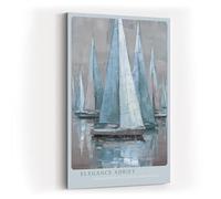 Paul Sinus Tableau mural de 40 x 60 cm avec adresse élégante, voiliers dans des tons bleus et gris sur une eau calme avec de doux reflets